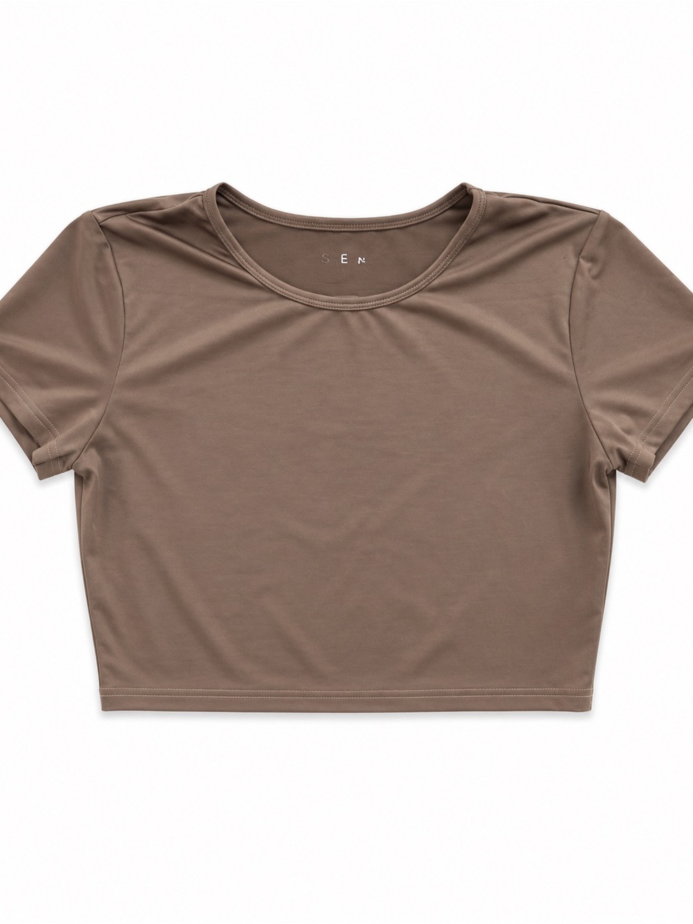 SHEIN Taupe Cropped Crewneck Tee